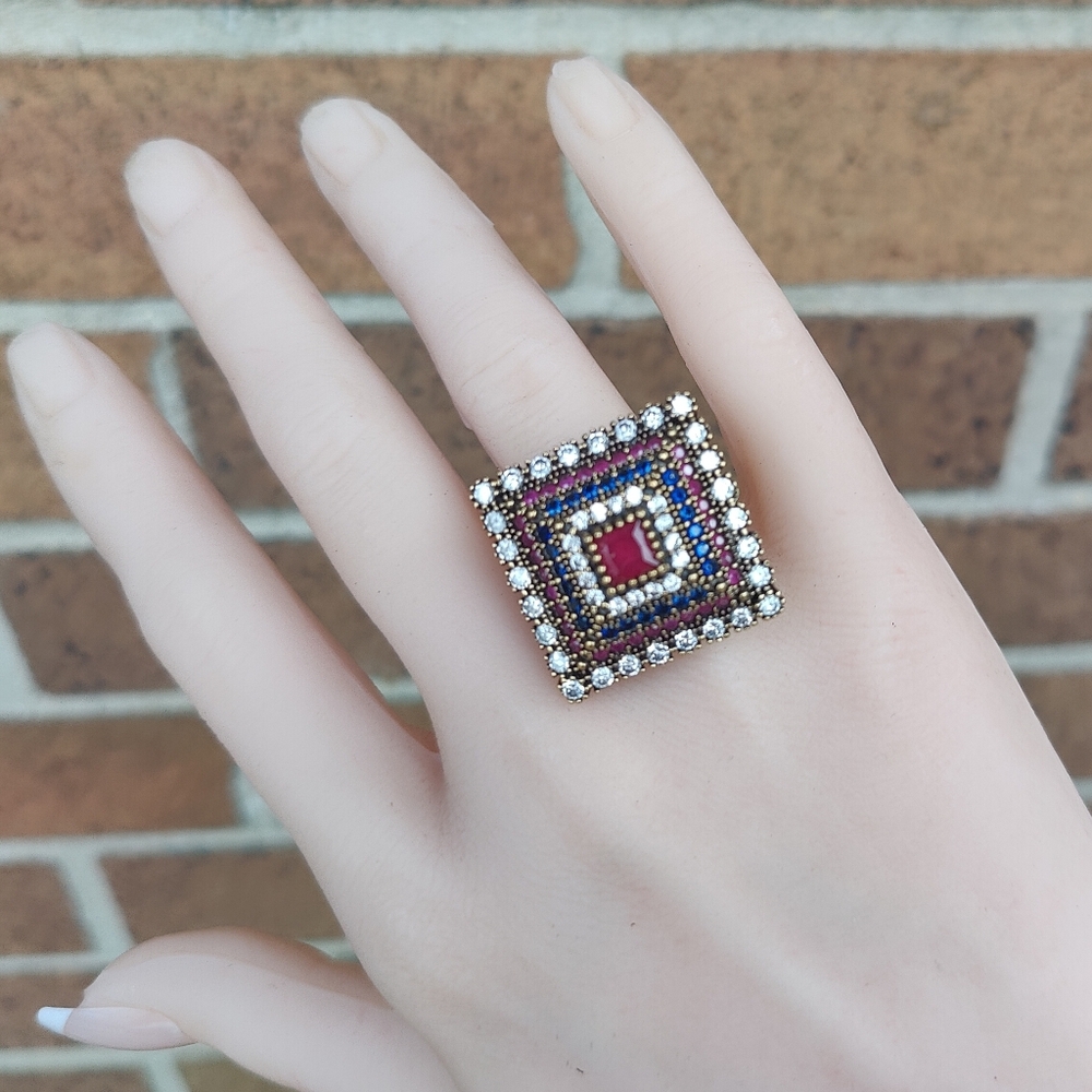 Heavy Sterling Silver Gemstone Ring - image 5